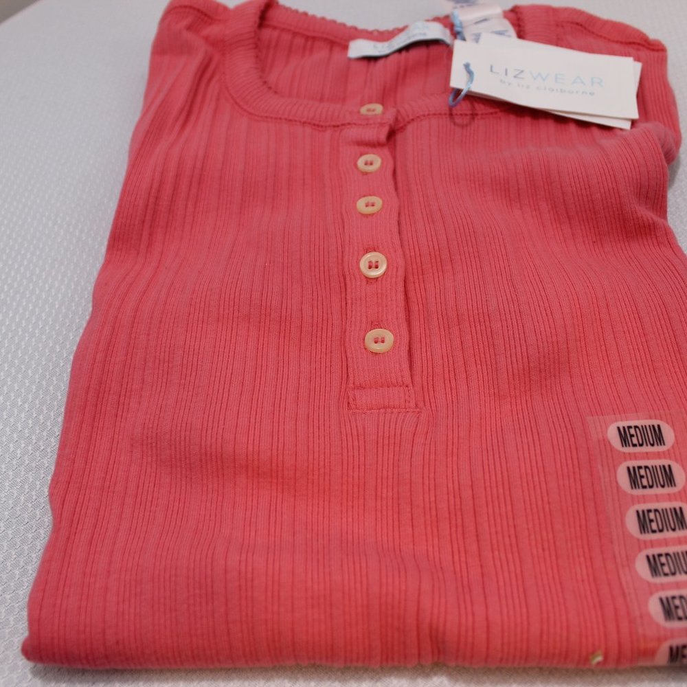 Lizwear by Liz Claiborne Short Sleeve Shirts(Coral Color)